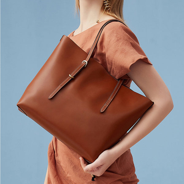 Trendy Womens Beige Leather Shoulder Tote Bags Purse Handbags for Women