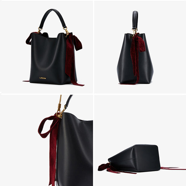 Chic Womens Bucket Bag Leather Handbags Crossbody Bags for Women Handmade