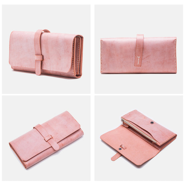 Chic Womens Pink Leather Long Wallets Clutch Bags Purses for Women Designer