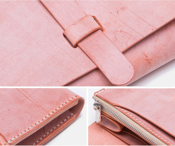 Chic Womens Pink Leather Long Wallets Clutch Bags Purses for Women Minimalist