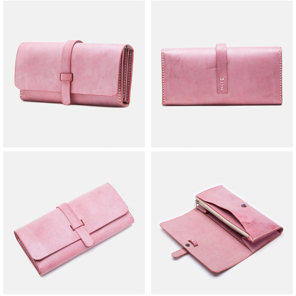 Chic Womens Pink Leather Long Wallets Clutch Bags Purses for Women fashion