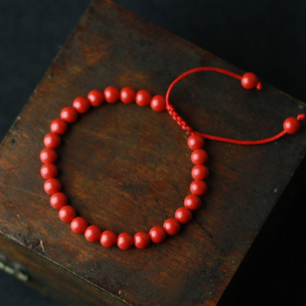 Cinnabar Stone Beaded Bracelet Handmade Gemstone Jewelry Accessories Gifts Women beautiful