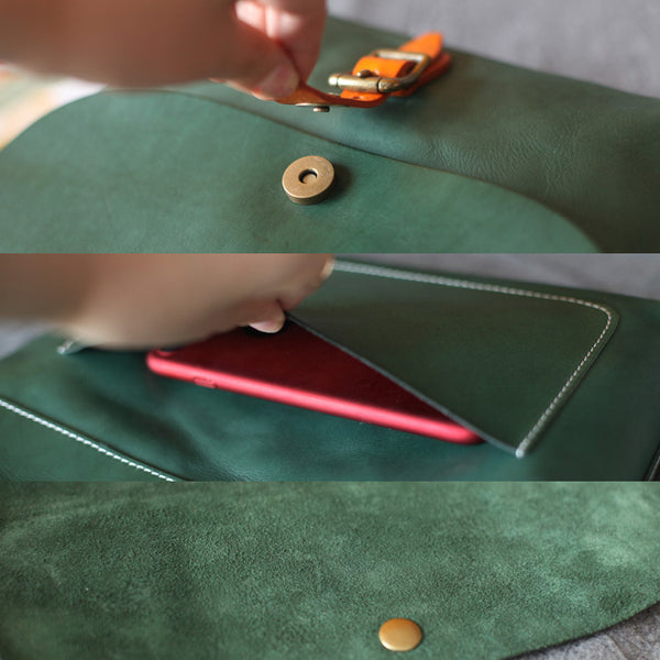Classic Womens Green Leather Satchel Bag Crossbody Bags Shoulder Bag Boutique