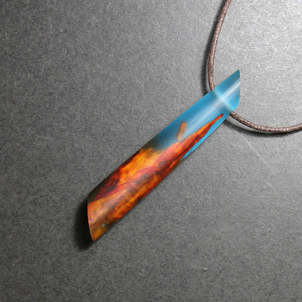 Cool Colored Epoxy Resin Wood Pendant Necklace
