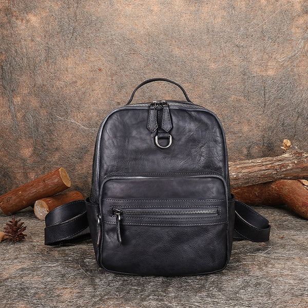 Cool Womens Small Brown Leather Backpack Purse Funky Backpacks for Women