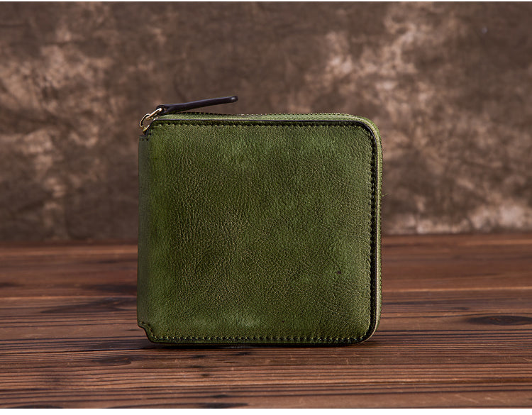 Women's Leather Wallet Olive Green