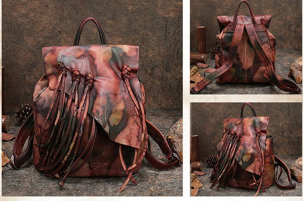 Cool Tassel Women Leather Backpack Purse Designer Backpacks for Women Details for Girls