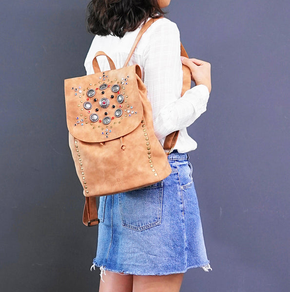 Cool Vegan Leather Flap Bbackpack Purse Rucksack Bag For Women Boutique