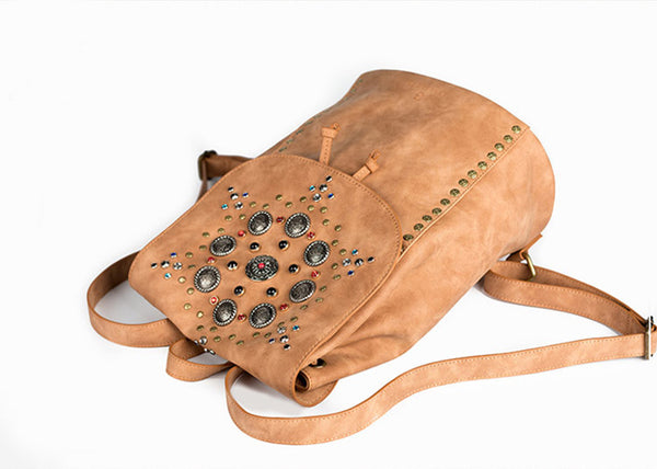 Cool Vegan Leather Flap Bbackpack Purse Rucksack Bag For Women Fashion