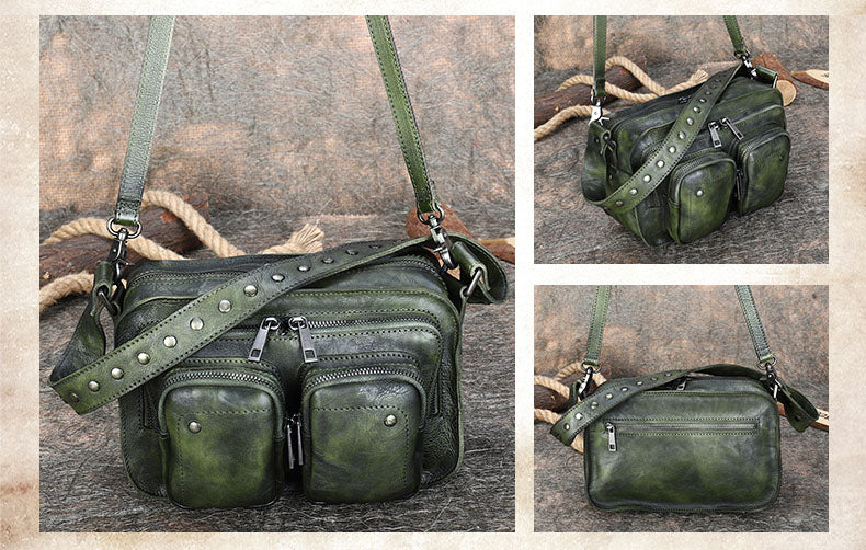 Leather Purse Multi-Color Striped Handbag Shoulder Straps YKK Zipper -  Chickenmash Farm