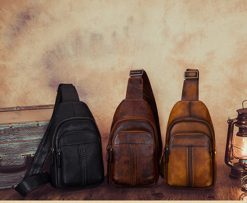 best leather sling backpack Vintage Women's Crossbody Chest Bag Sling Pack Bag Backpack For Women – igemstonejewelry