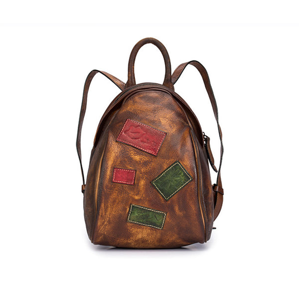 Cool Womens Backpack Vintage Dyeing Leather Backpacks for Women Brown