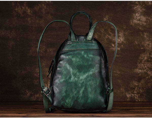 Cool Womens Backpack Vintage Dyeing Leather Backpacks for Women gift