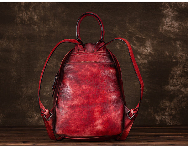 Cool Womens Backpack Vintage Dyeing Leather Backpacks for Women stylish