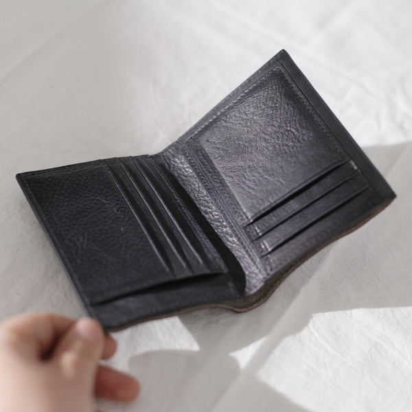 Cool Womens Black Leather Small Wallet Purse Handmade Clutch for Women Black