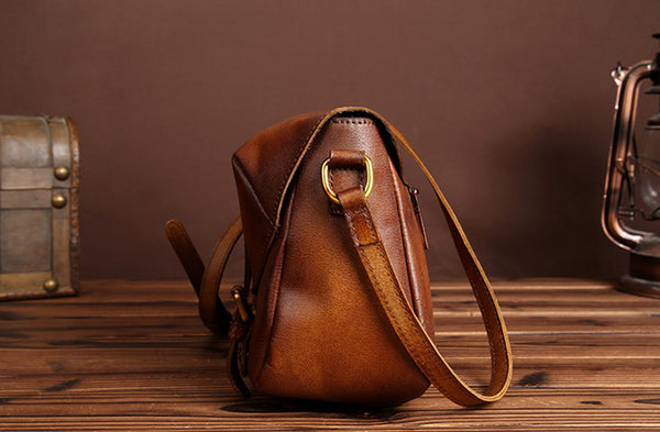 Cool Womens Brown Leather Satchel Bag Crossbody Bags Purse for Women Genuine Leather