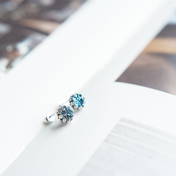 Womens Agate Crystal Drusy Stud Earrings in Sterling Silver Jewelry for Women