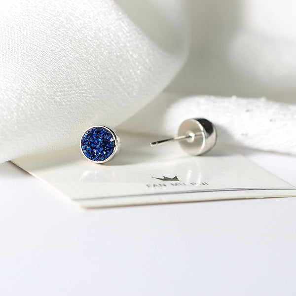 Crystal Druse Drusy Stud Earrings Silver Jewelry Accessories Women gift