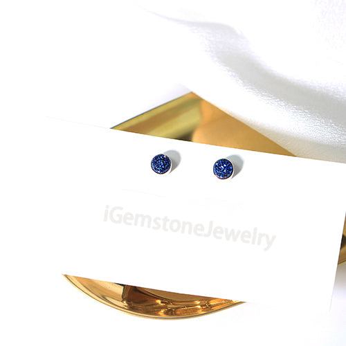 Crystal Druse Drusy Stud Earrings Silver Jewelry Accessories Women igemstonejewelry