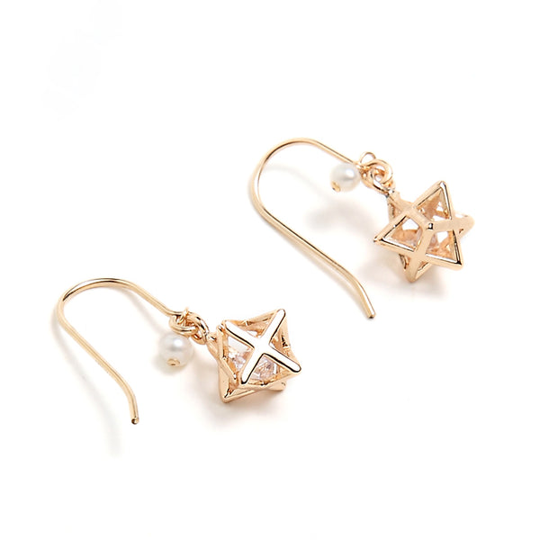 Crystal Pearl Hook Earrings Gold Jewelry Accessories Women cute