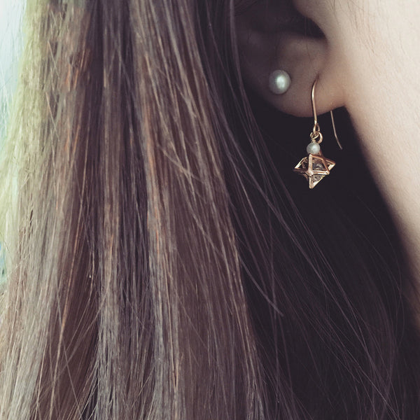 Crystal Pearl Hook Earrings Gold Jewelry Accessories Women fashionable