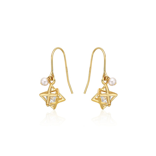Crystal Pearl Hook Earrings Gold Jewelry Accessories Women gift