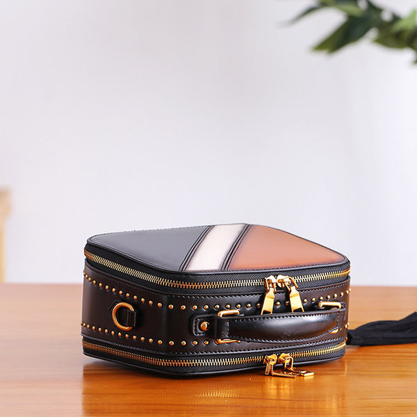 Cube Bag Women Leather Crossbody Bags Shoulder Bag Purses for Women small