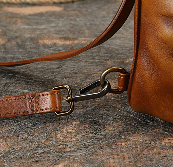 Cute Brown Leather Womens Backpack Mini Rucksack For Women Durable