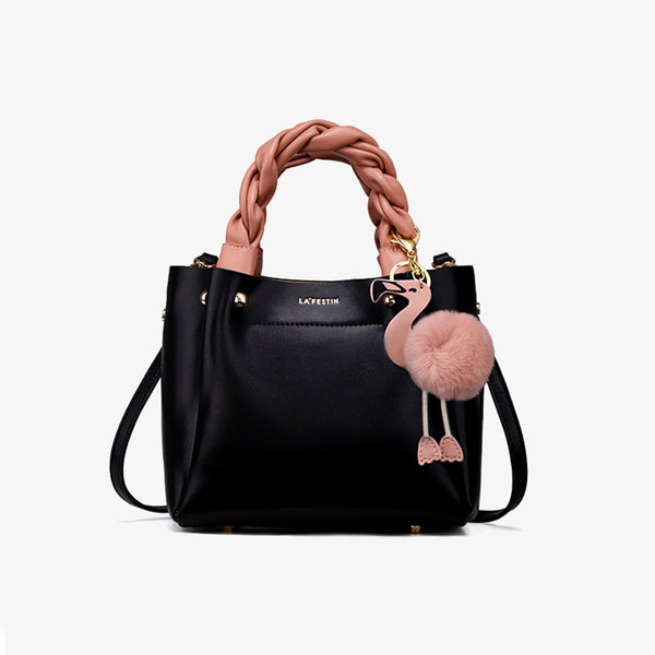 Cute Bucket Bag Womens Leather Handbags Tote Bag Crossbody Bags Black