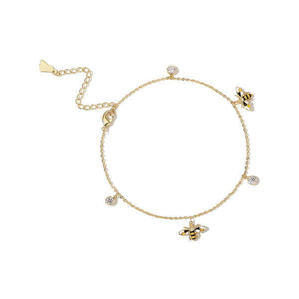 Cute Honey Bee Anklet Gold Plated Jewelry Chic Accessories Gift Women beautiful