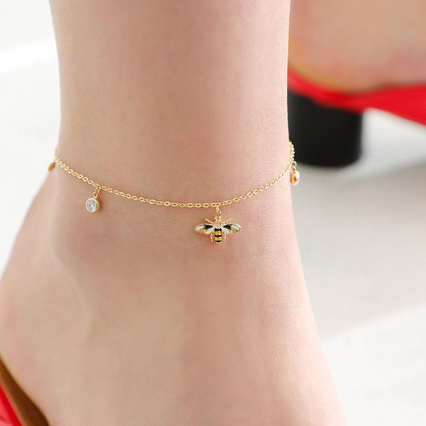 Cute Honey Bee Anklet Gold Plated Jewelry Chic Accessories Gift Women fashionable