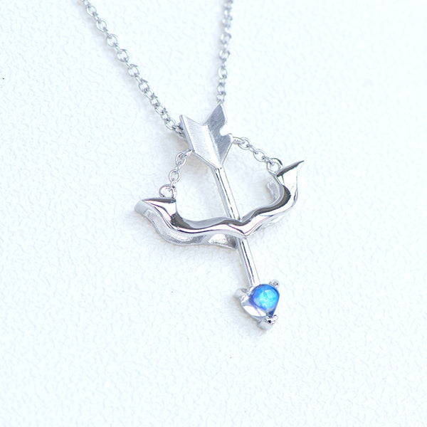 Cute Ladies Arrow Shaped White Gold Plated Sterling Silver Moonstone Pendant Necklace For Women Beautiful