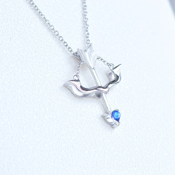 Cute Ladies Arrow Shaped White Gold Plated Sterling Silver Moonstone Pendant Necklace For Women Best