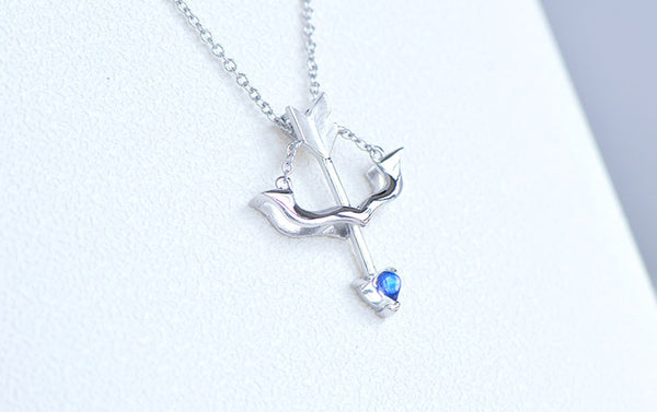 Cute Ladies Arrow Shaped White Gold Plated Sterling Silver Moonstone Pendant Necklace For Women Designer