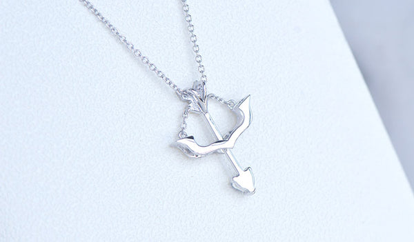 Cute Ladies Arrow Shaped White Gold Plated Sterling Silver Moonstone Pendant Necklace For Women Fashion