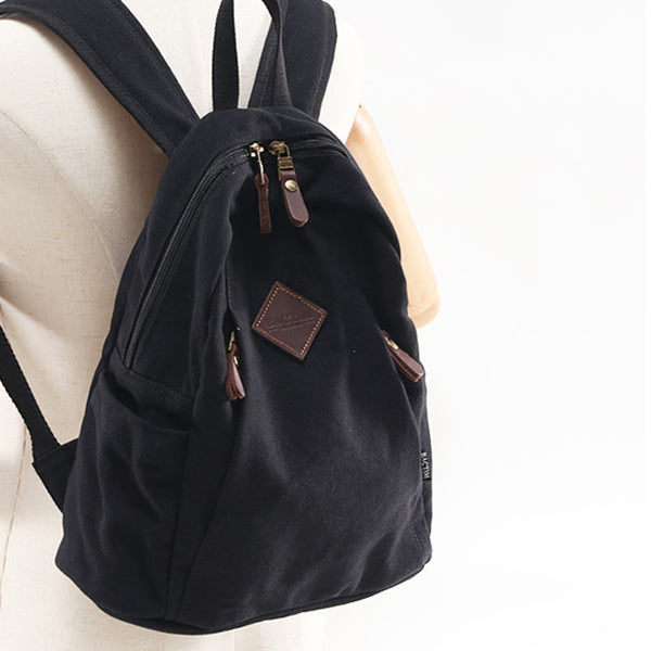 Cute Ladies Black Backpack Canvas Rucksack Purse For Women Cute