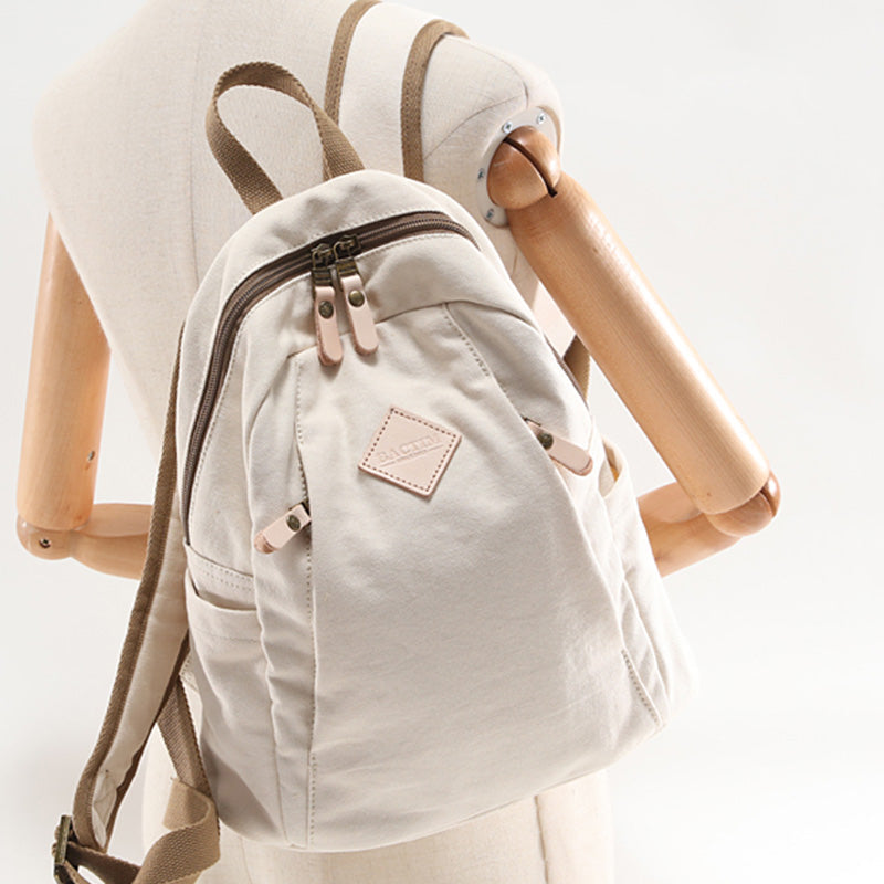Chic Womens Green Canvas Rucksack Small Backpacks For Women