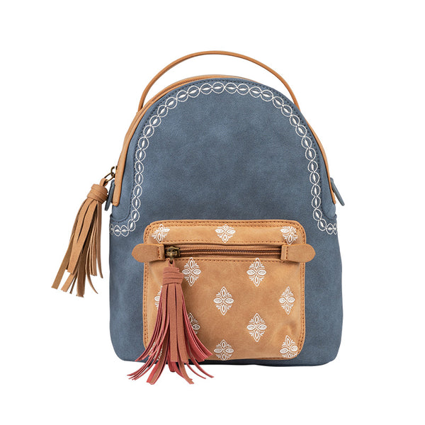Cute Ladies Canvas and Vegan Leather Backpack Purse Small Rucksack for Women Accessories