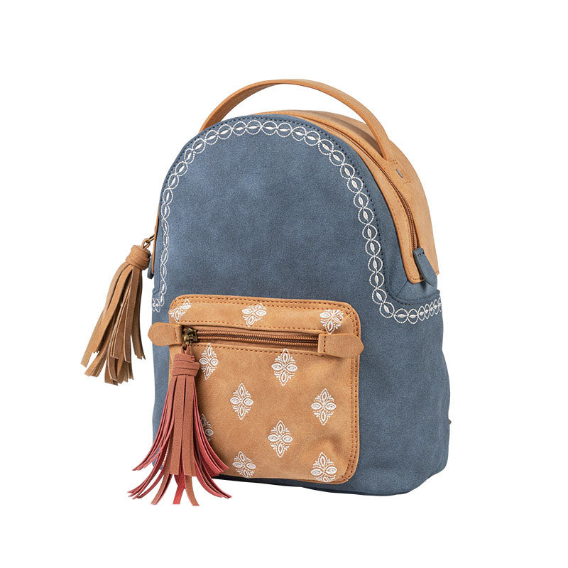 Boho Ladies Canvas and Vegan Leather Backpack Purse Small Rucksack for – igemstonejewelry
