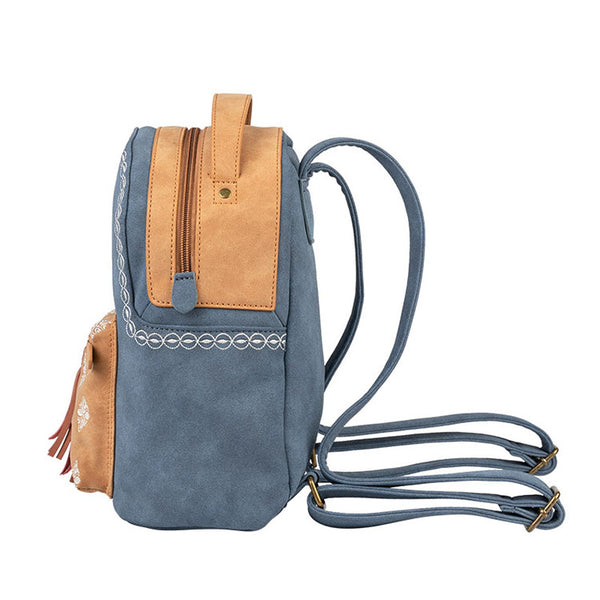 Cute Ladies Canvas and Vegan Leather Backpack Purse Small Rucksack for Women Durable