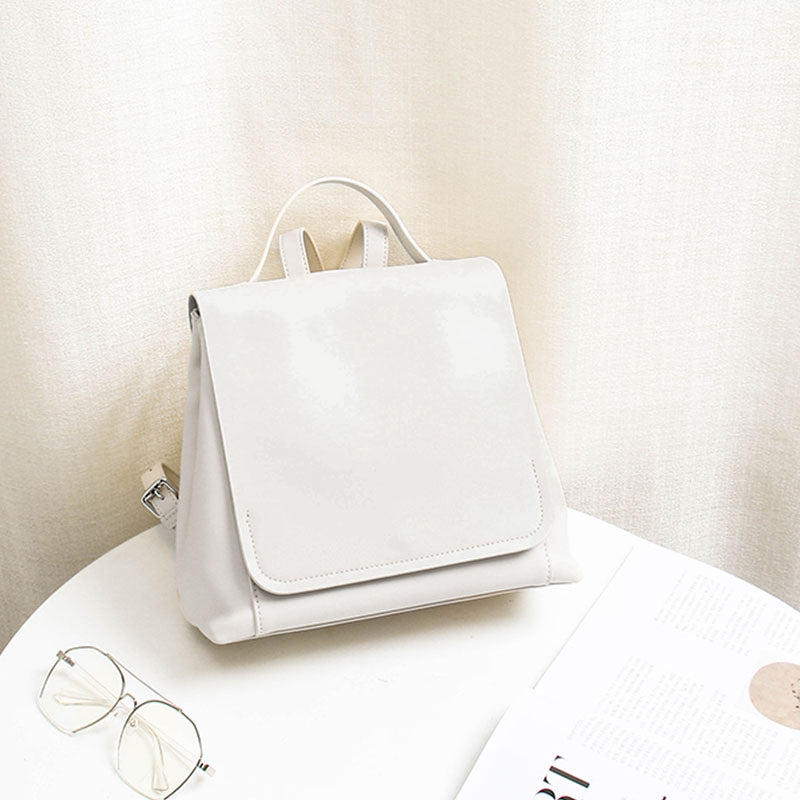 cute white leather backpacks Cute Ladies Leather Flap Backpack Bag Purse Small Rucksack for Women – igemstonejewelry