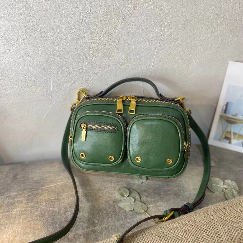 Small Ladies Green Leather Shoulder Strap Purse Side Bags for Women, Green