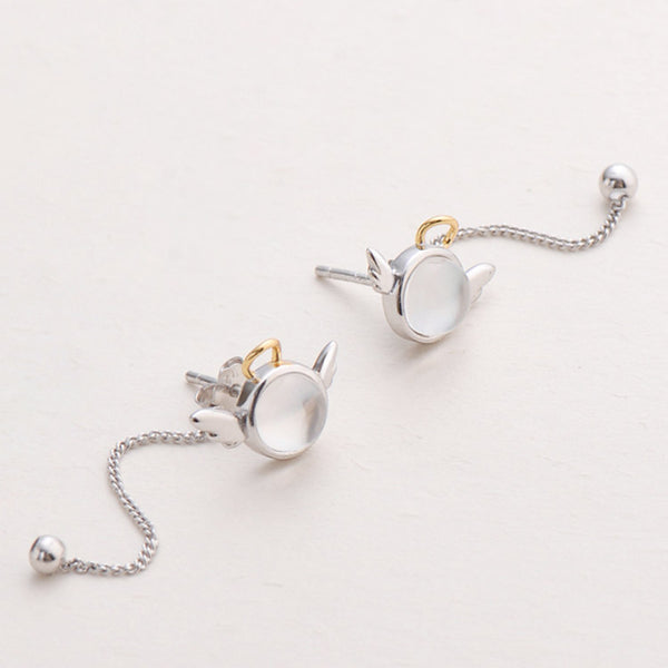 Cute Ladies Little Monster Silver Stud Earrings For Women Gift