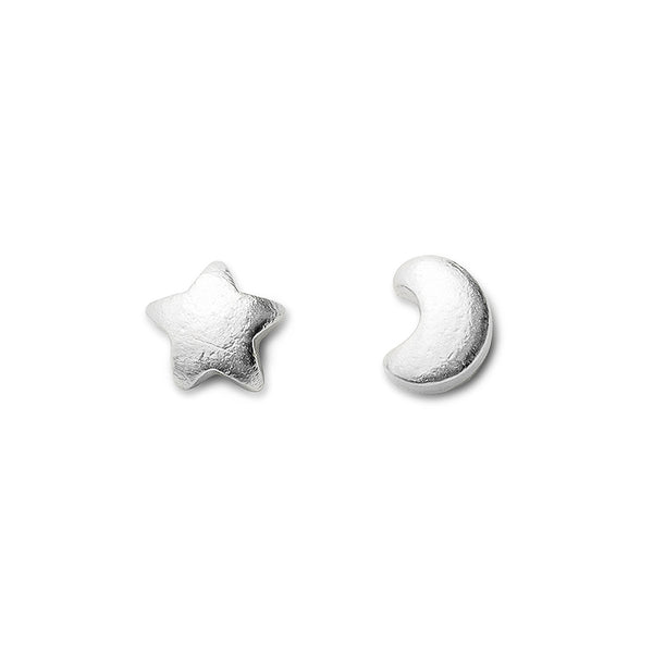 Cute Ladies Star And Moon Earrings Silver Stud Earrings For Women