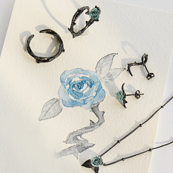Cute Ladies Sterling Silver Rose Stud Earrings For Women Details