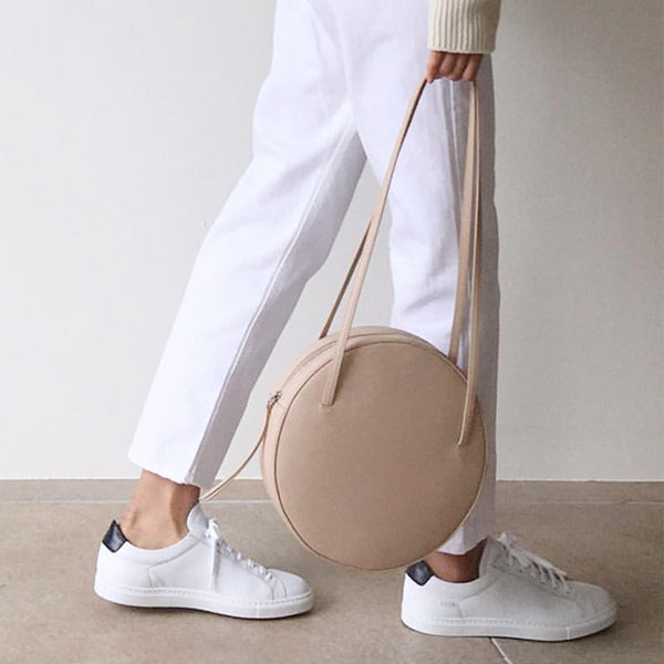 Cute Leather Womens Shoulder Bag Circle Handbags for Women Details