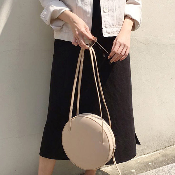 Cute Leather Womens Shoulder Bag Circle Handbags for Women designer