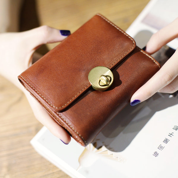Cute Leather Womens Small Wallet Purse Handmade Clutch for Women Accessories
