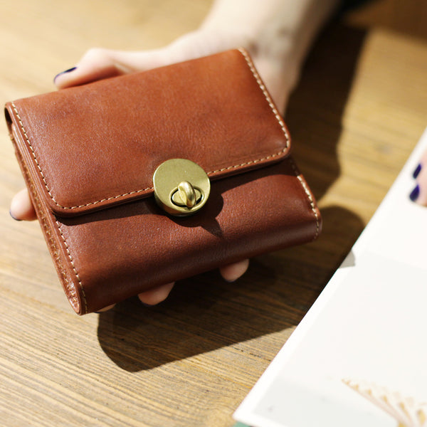 Cute Leather Womens Small Wallet Purse Handmade Clutch for Women