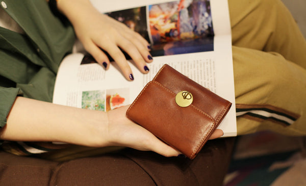 Cute Leather Womens Small Wallet Purse Handmade Clutch for Women fashion